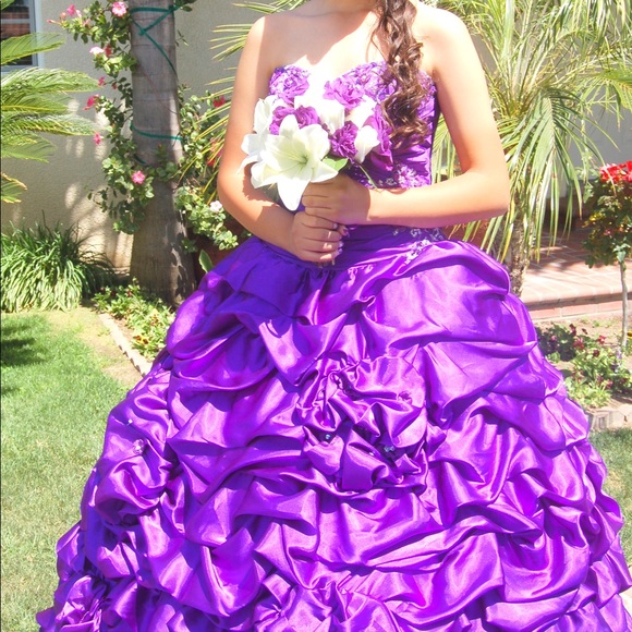 15 dress quinceanera 16 dress purple corset gown - Picture 1 of 4